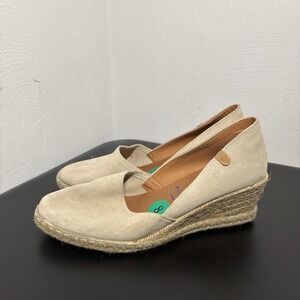 Verbenas Mamen Wedge Espadrilles  Women's Shoes Neutral Suede Leather Size 8